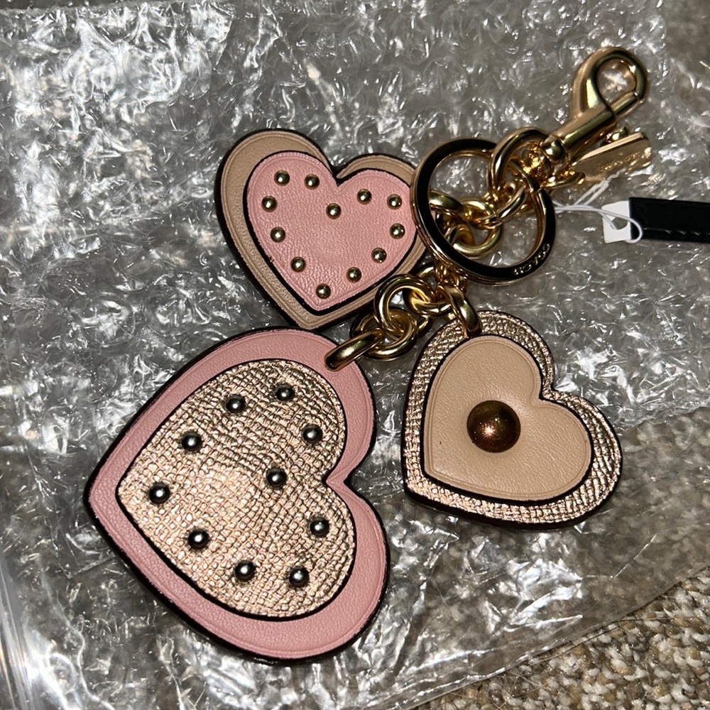 Coach Pink and Gold Heart Keychain